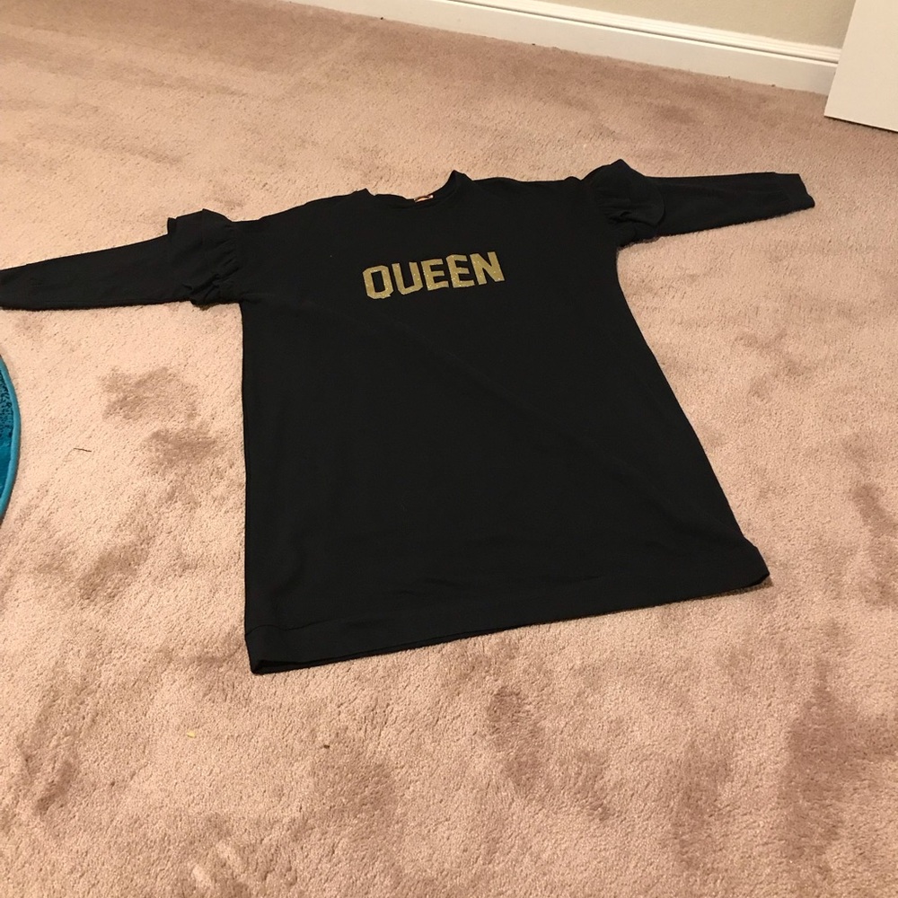 Queen Graphic Black Dress with Gold Lettering